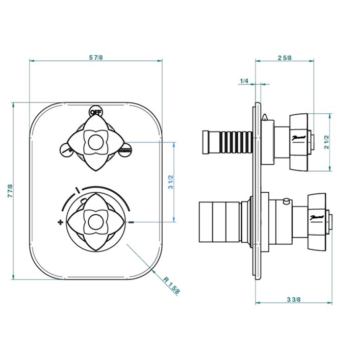 THG Встраиваемая часть термостатического смесителя, с переключателем на 2 положения