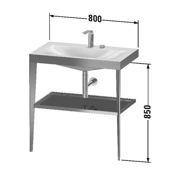 Duravit XViu Консоль напольная, 850x800x480мм с полкой, с раковиной без перелива, 3 отв., цвет: black matt/black high gloss lacquer Duravit XViu Консоль напольная, 850x800x480мм с полкой, с раковиной без перелива, 3 отв., цвет: black matt/black high gloss lacquer