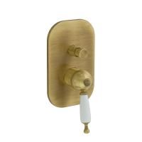 OXFORD См-ль скрытого монтажа моноком., 2-х позиционный с девиатором, ручка белая, бронза