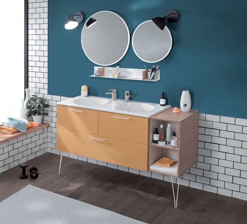 Тумба под раковину Jacob Delafon Odeon Rive Gauche 120 EB2545-R5-NR4 подвесная Белый мрамор ручки Хром, артикул EB2545-R5-NR4