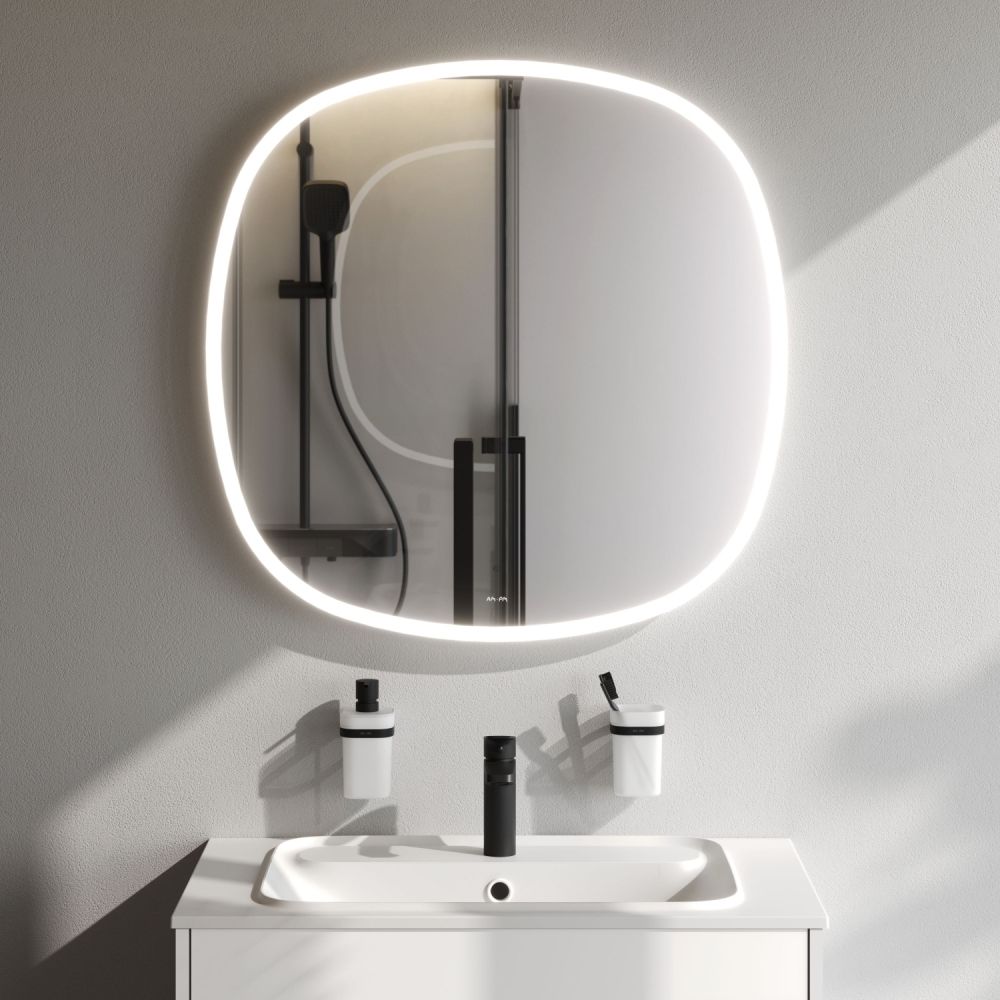 M8FMOX0801WGS Зеркало универсальное с контурной LED-подсветкой, ИК- сенсором, квадрат, 80 см