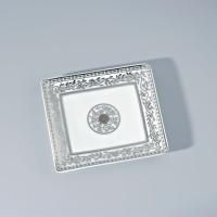 THG MARQUISE BLANC DECOR PLATINE Поднос керамический 122х110 мм., настольный, small size, декор платина, цвет белый
