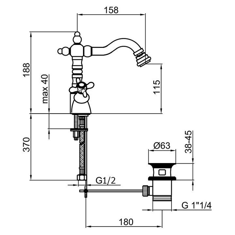 Смеситель для биде Webert Ottocento OT710402010, золото