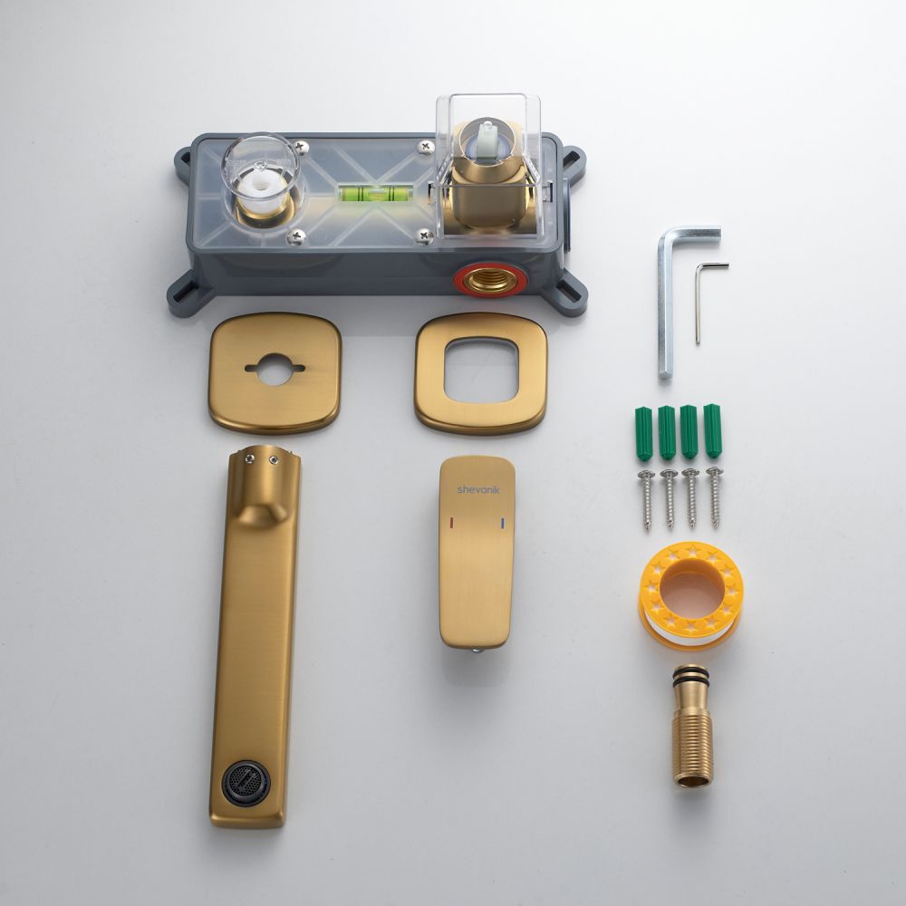Смеситель для раковины встраиваемый Shevanik S9941G, золотой сатин