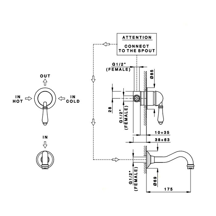 Nicolazzi Unico 4006, встраиваемая часть для душа, скрытый монтаж, подключение 1/2''(новый арт C4006), артикул 4006  (новый арт C4006)
