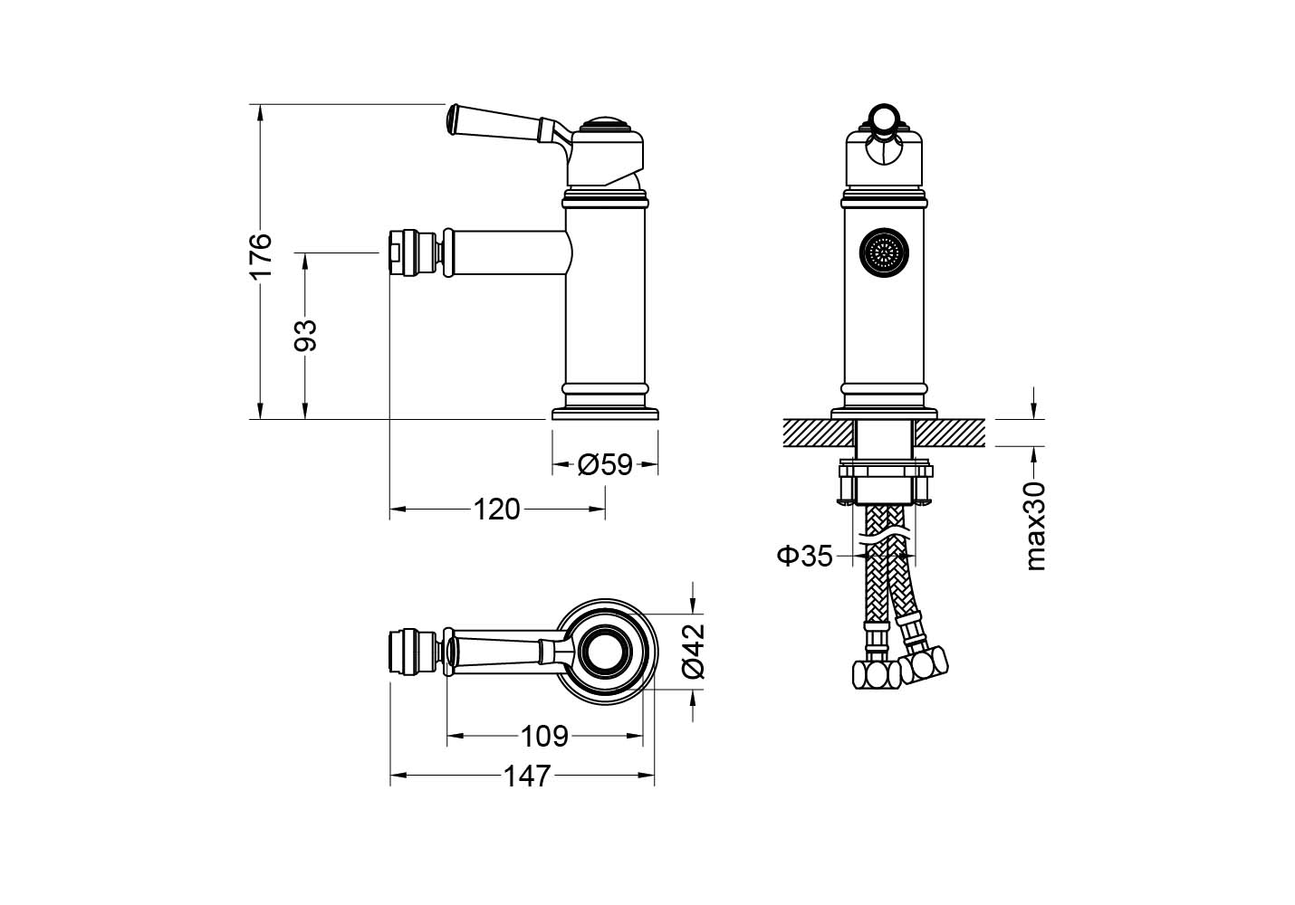 Смеситель для биде AQUATEK AQ1518CR КЛАССИК Смеситель для биде AQUATEK AQ1518CR КЛАССИК
