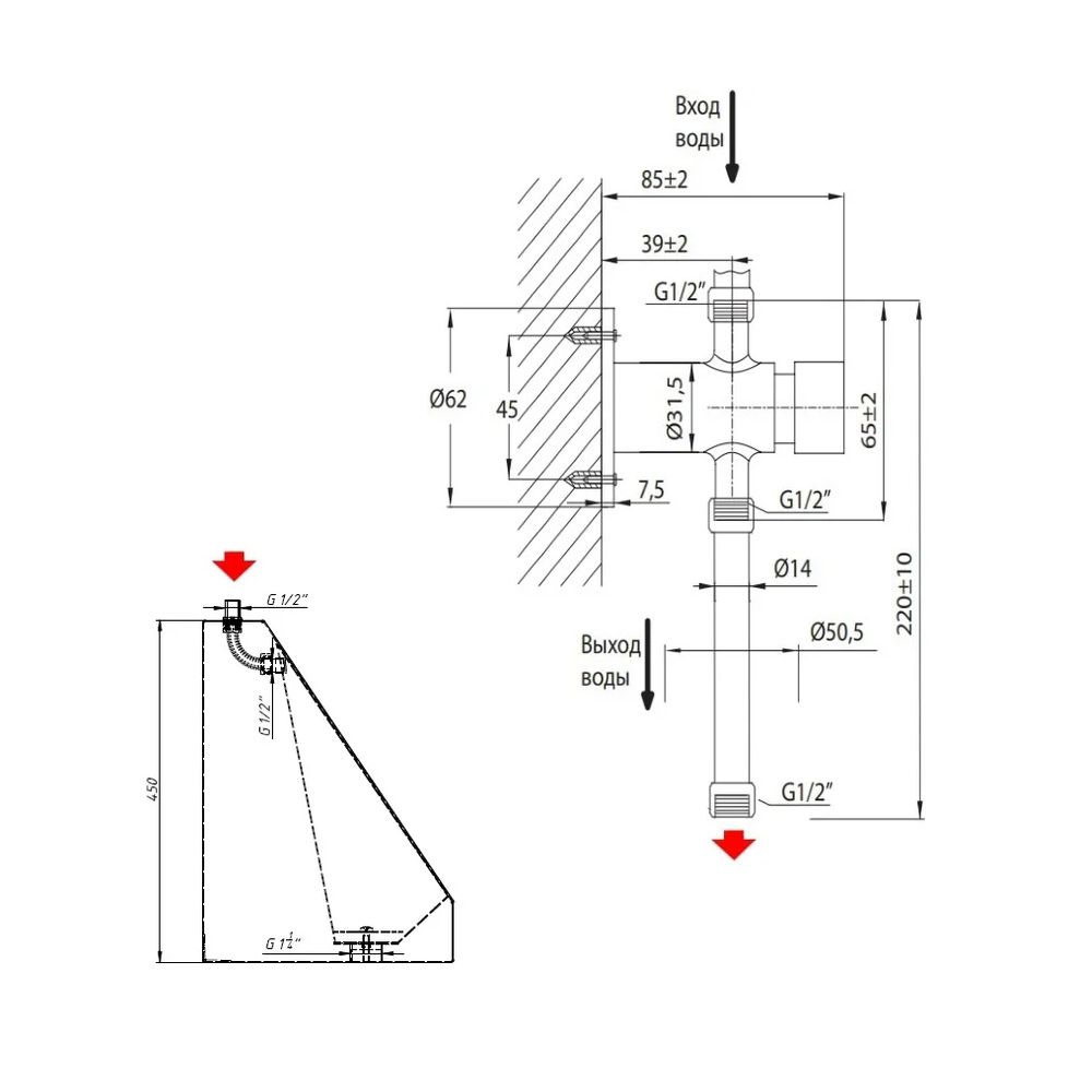 Писсуар антивандальный Тругор тип3 Эконом ПА 03, сатин, артикул ПА 03