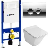 Комплект унитаза Owl 1975 Eter OWLT190203 с инсталляцией Geberit Duofix Delta UP100 458.124.21.1 с сиденьем Микролифт и клавишей смыва Хром