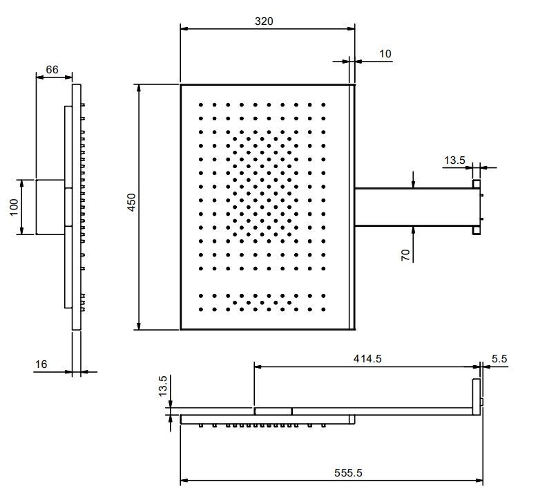 Fantini Acquafit Верхний душ 30х45 см,светодиоды, хромотерапия,цвет Блестящая натуральная сталь