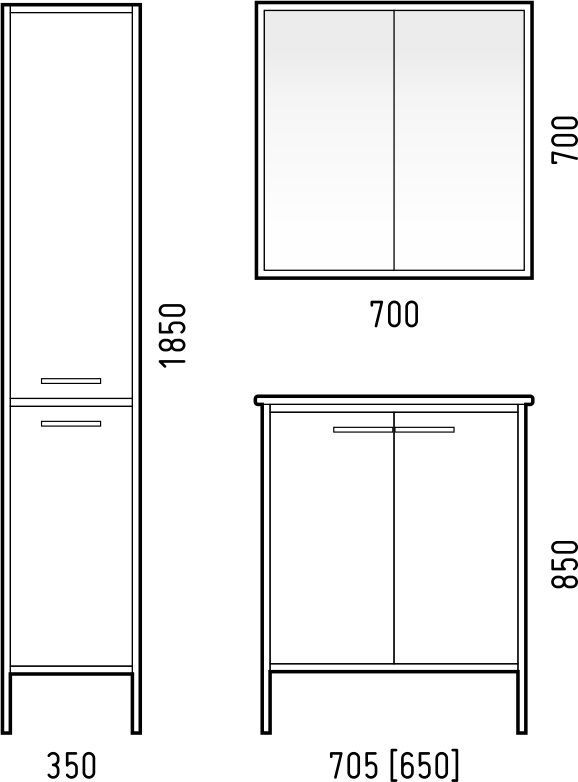 Зеркало-шкаф "Айрон 70", черный/антик