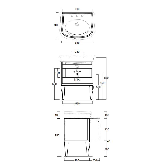 SIMAS Lante 70, раковина 70*54*h13, с 1 отв. под смеситель, цвет: белый