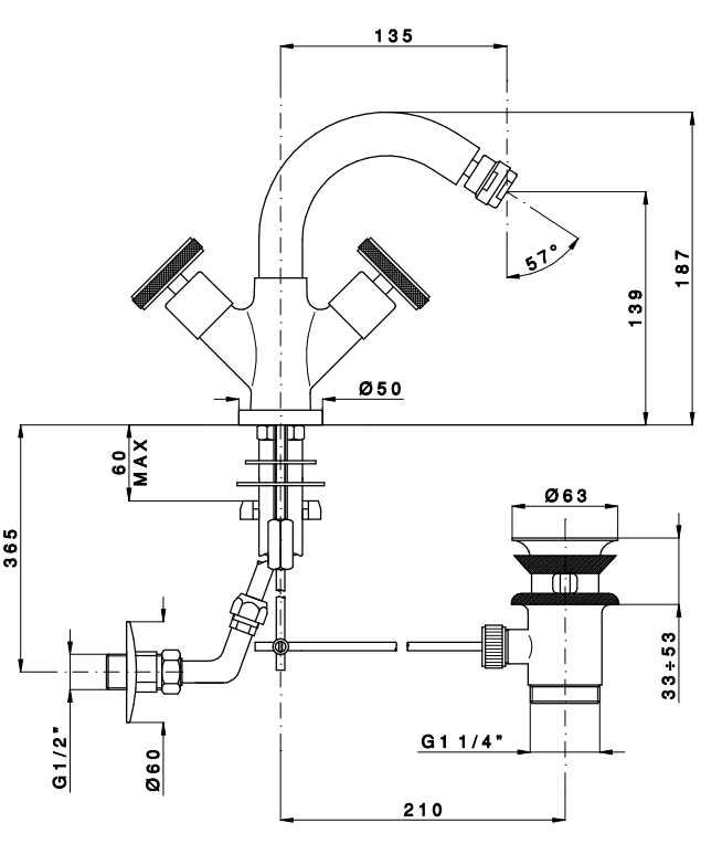 Nicolazzi Arena Смеситель для биде с поворотным изливом на 1 отверствие, цвет: хром