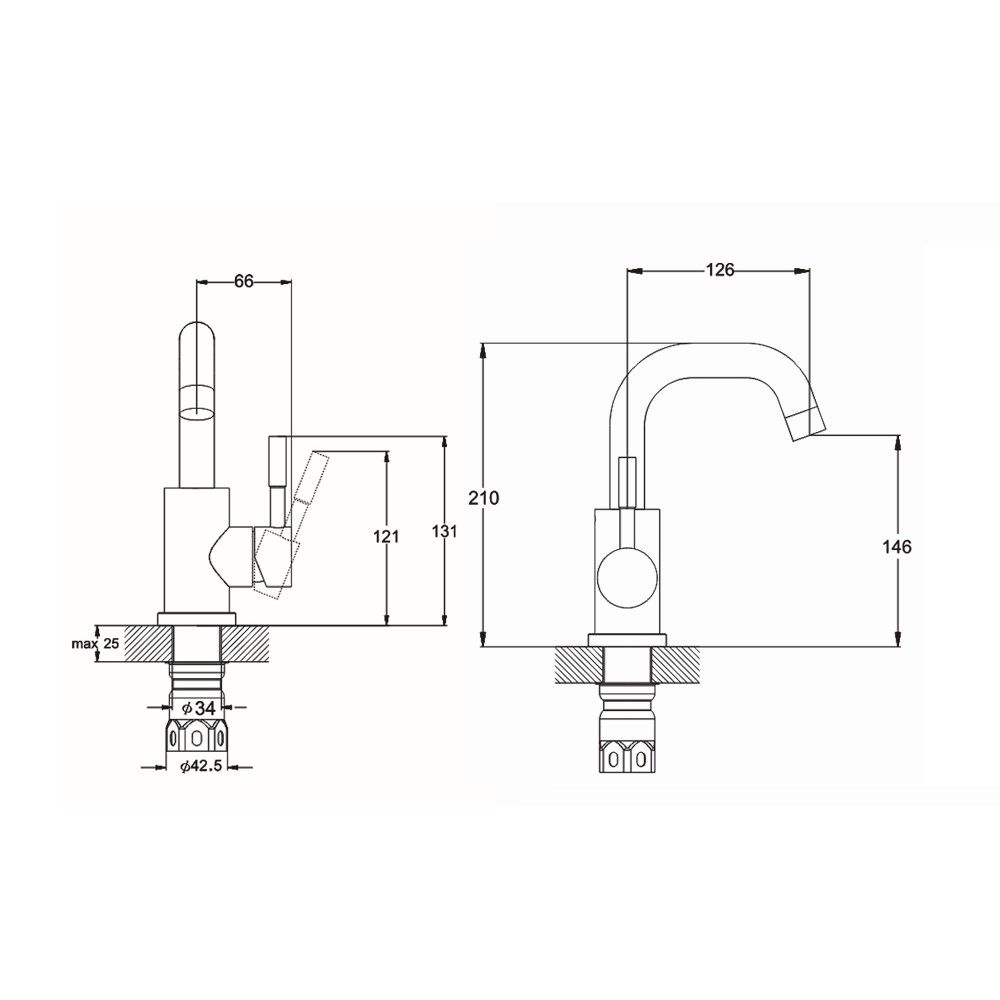 Смеситель для раковины G.Lauf ZAP1-A090, нержавеющая сталь