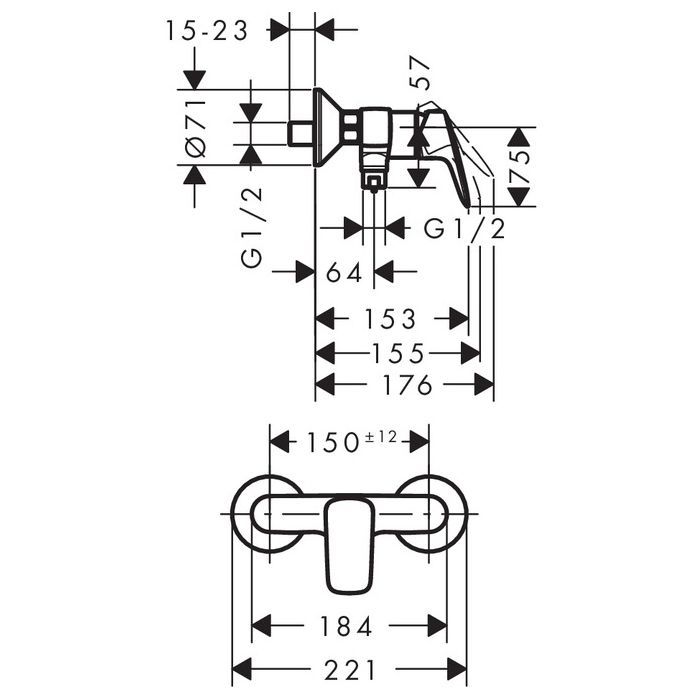 HG Logis Смеситель для душа, настенный, цвет: хром HG Logis Смеситель для душа, настенный, цвет: хром