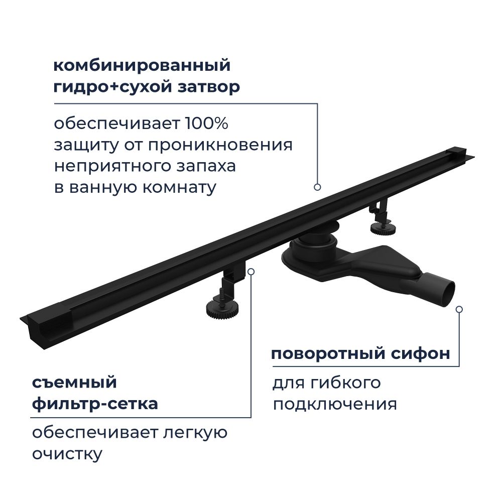Душевой трап обрезной - SDR-50B - черный (800)