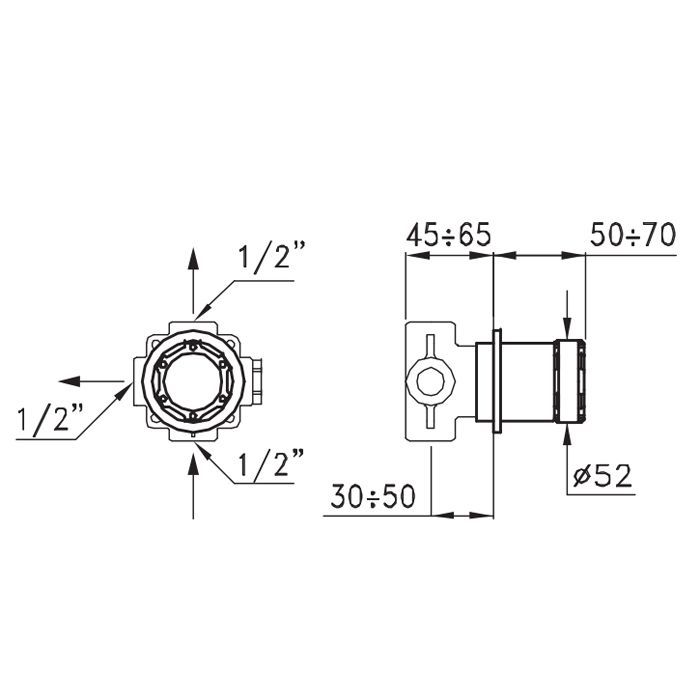 Stella Timeaster Встраиваемый переключатель для душа 0/153 на 2 выхода, круглая ручка d=52мм, цвет: хром, ручка черная