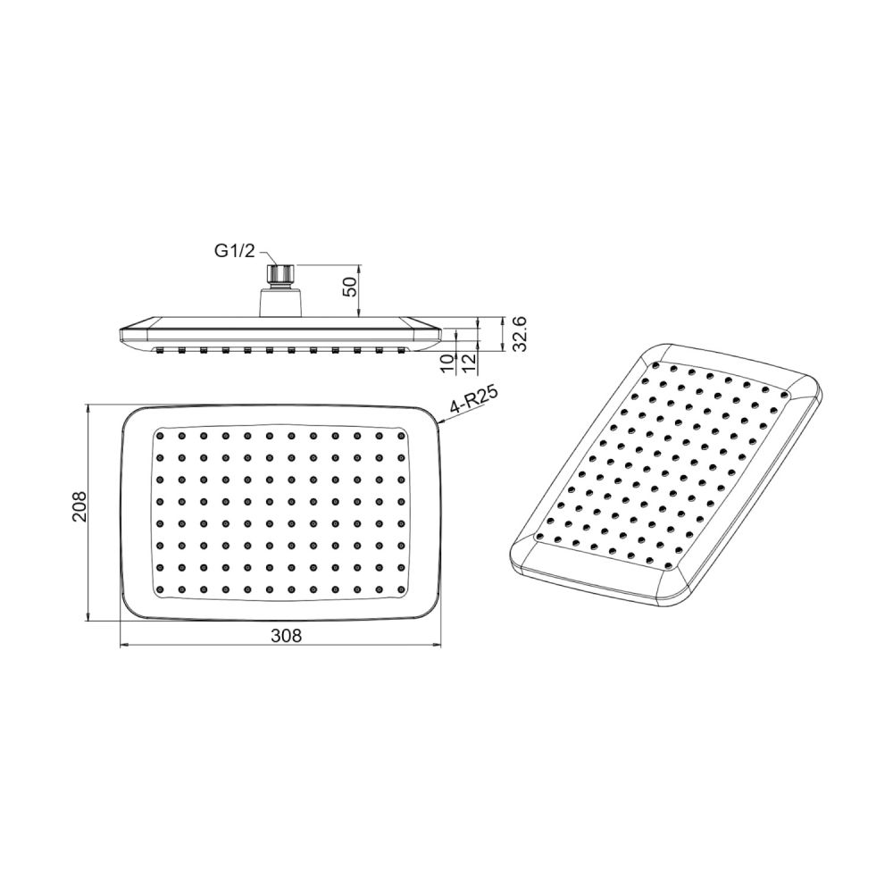 Верхний душ Savol SK-DP12, хром, артикул SK-DP12