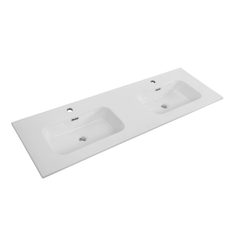 DUET-N База под раковину подвесная с четырьмя выкатными ящиками для раковины с двумя чашами, Bianco Lucido, 1200x450x500, DUET-N-1200-4C-SO-2-BL, артикул DUET-N-1200-4C-SO-2-BL