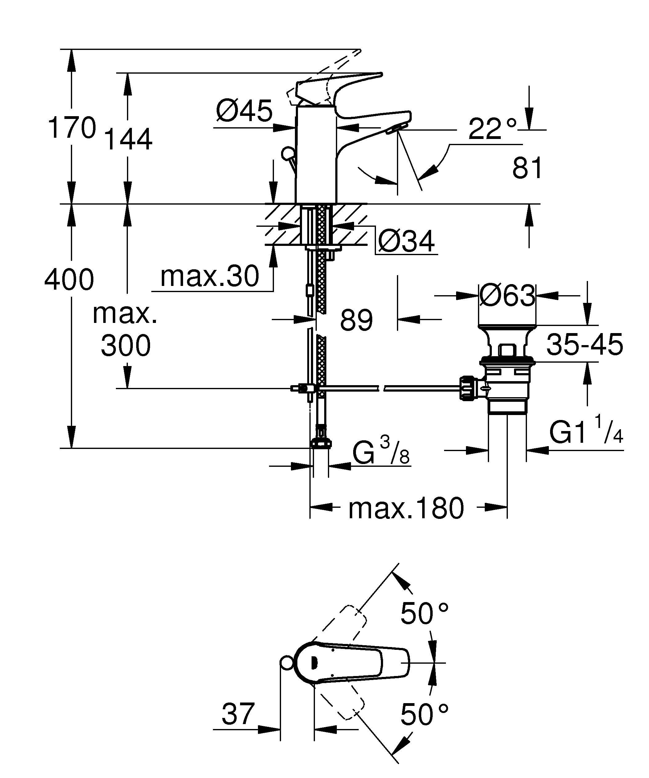 Смеситель для раковины GROHE BauFlow однорычажный, хром (23801000) Смеситель для раковины GROHE BauFlow однорычажный, хром (23801000)