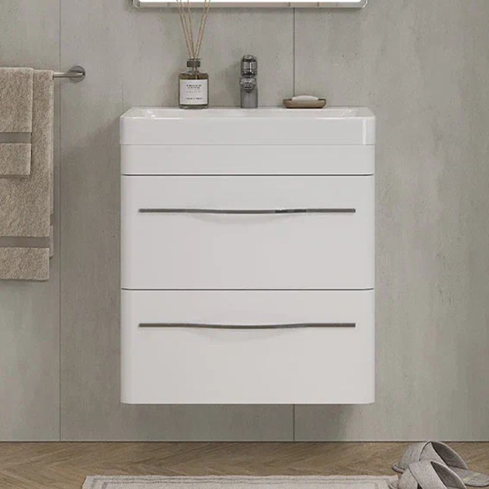 Тумба под раковину подвесная Velvex Jill tp.JIL.9595.60.2Y белый матовый, 60 см, артикул tp.JIL.9595.60.2Y белый матовый