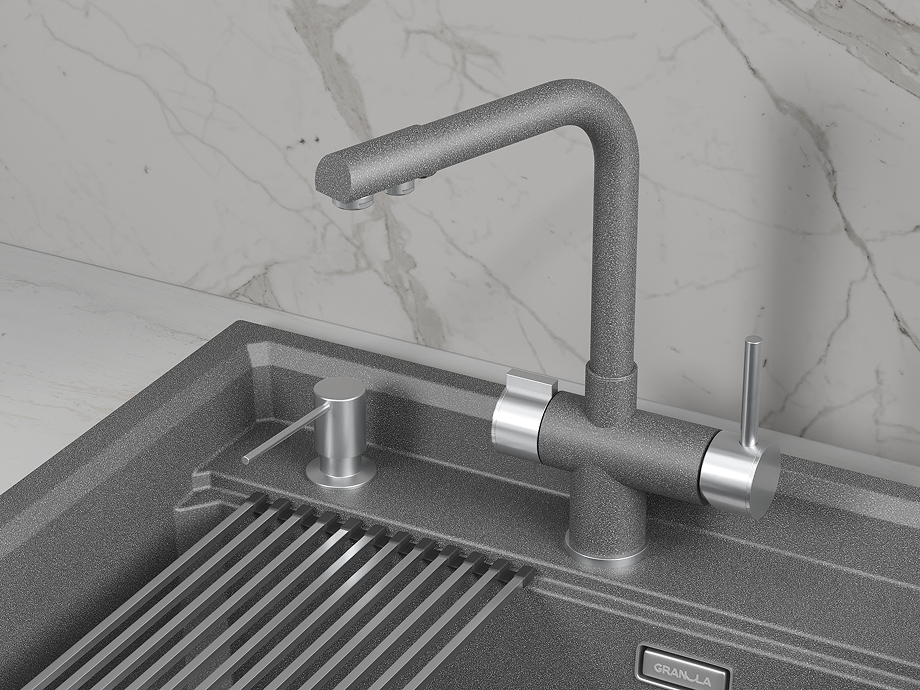 Смеситель для кухни GRANULA (5008, ГРАФИТ), артикул 5008, ГРАФИТ