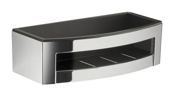 Gedy, решётка прямоугольная 1-уровневая c ABS вкладышем (24,2х11,6хh7,3), цвет хром - черный пластик