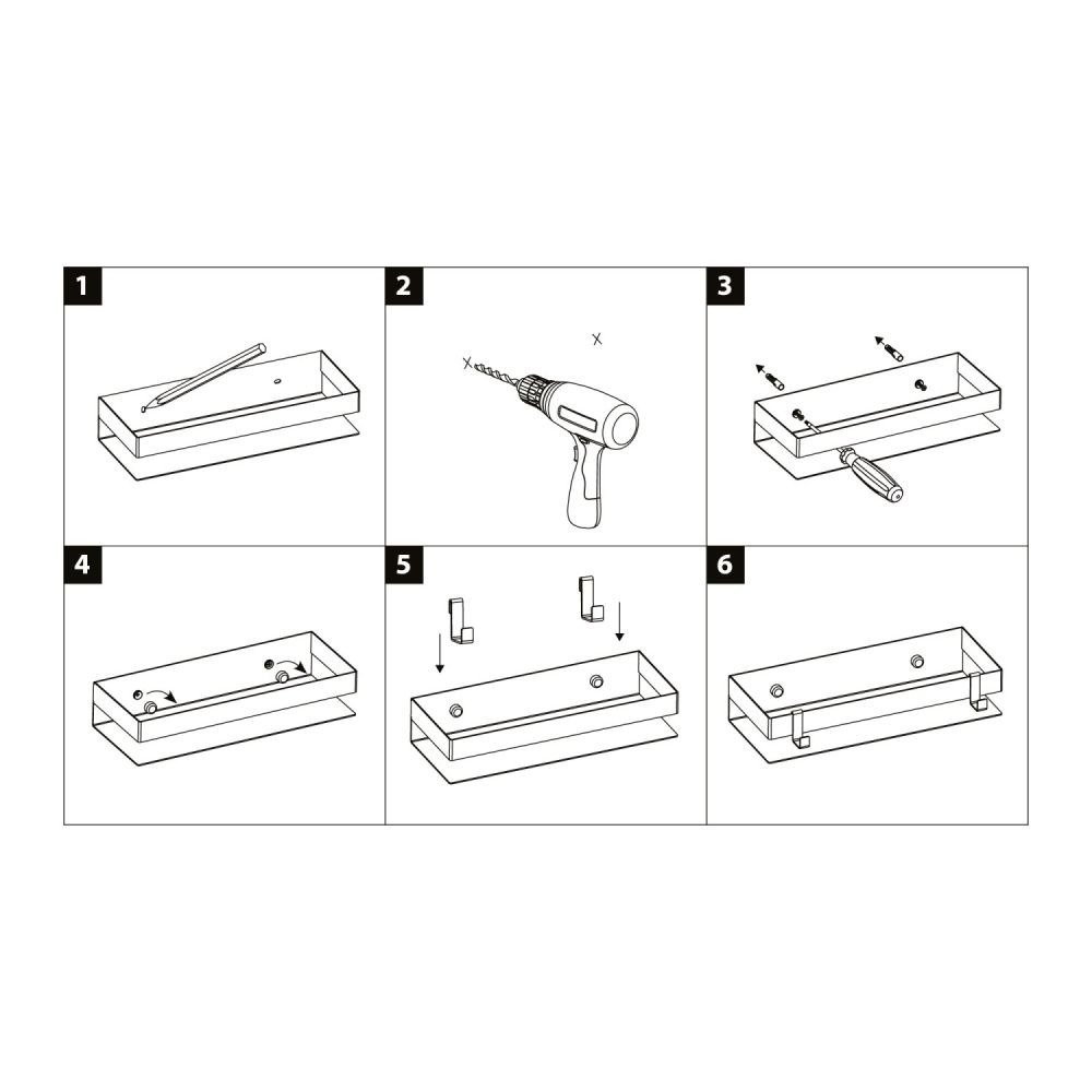 Полка для душа прямая Lemark SHELF LINE 300 мм из нерж. стали с крючками, черный (9772050), артикул 9772050