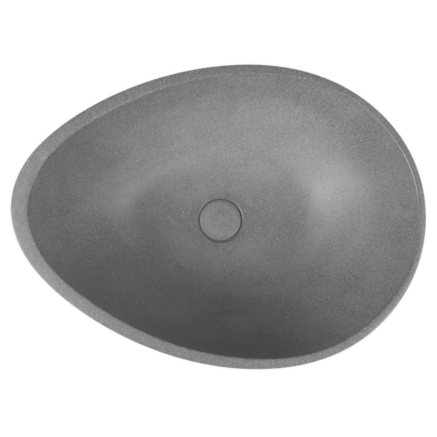 Раковина-чаша PUNC из искусственного камня, со сливом, 53x39 см, на столешницу, черный гранит, Sapho