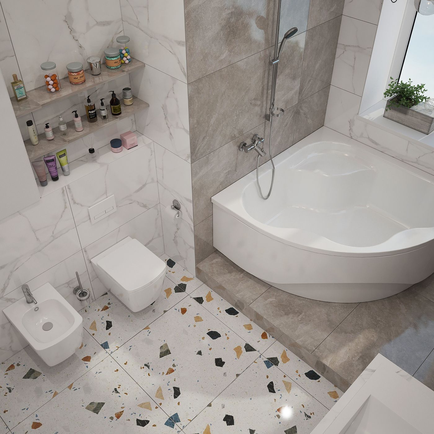 Комплект 5 в 1 Lavinia Boho Aveo S4-3704014P, акриловая ванна 140x140 см, усиленный металлический каркас с монтажным набором, мягкий силиконовый подголовник 2 штуки, лицевой экран, хромотерапия