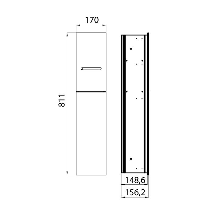 EMCO Asis 2.0 Модуль для унитаза встраиваемый, ершик, держатель т/бумаги, запасного рулона , 1 дверь петли слева, Optiwhite (без м/рамы 9750 000 51), артикул 9754 274 51