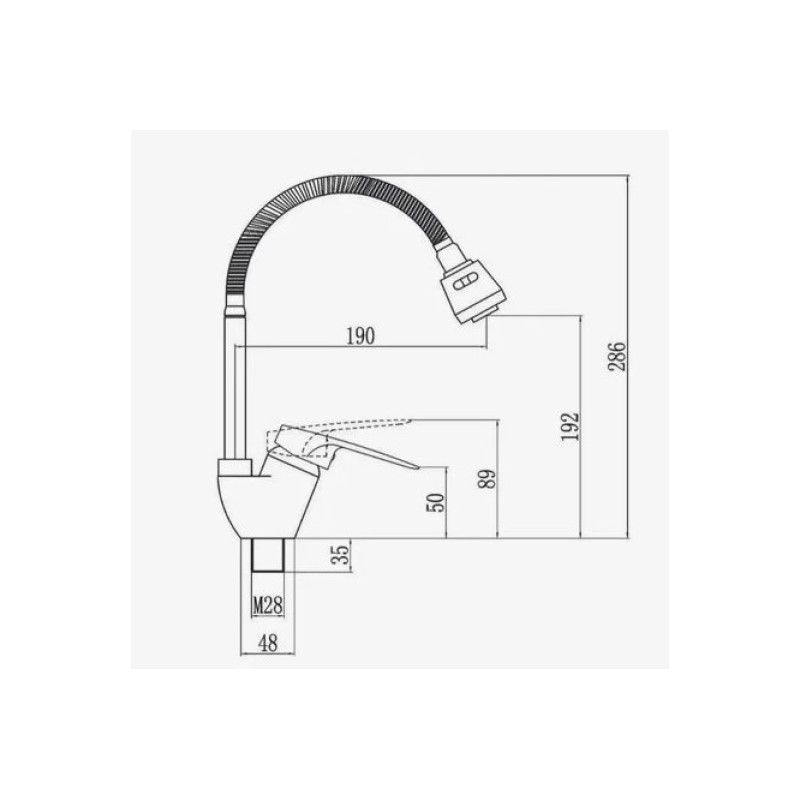 Смеситель для кухни с гибким изливом D-Lin D150422-5T, хром/зеленый