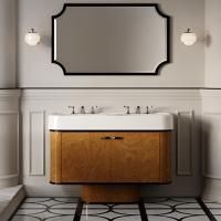 Devon Liberty  Тумба под раковину двойная 124.5х88.3 см, с керамической раковиной WIDE BLUES на3 отв , цвет мебели  RADICA DI NOCE глянец