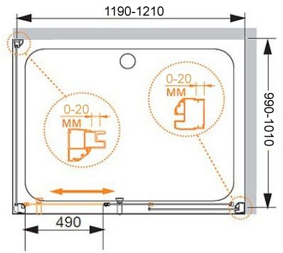 Душевой уголок Cezares GIUBILEO-AH-1-120/100-SCORREVOLE-C-Br профиль Бронза стекло прозрачное