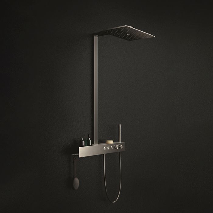 TOTO Z Душевая стойка с термостатическим смесителем, верхним и ручным душем 112x545x1113мм с белой полочкой, цвет хром (1шт на выставке в САЛОНЕ) TOTO Z Душевая стойка с термостатическим смесителем, верхним и ручным душем 112x545x1113мм с белой полочкой, цвет хром (1шт на выставке в САЛОНЕ)