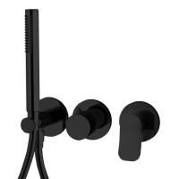 Fima Carlo Frattini Flo Смеситель для душа, встраиваемый, с ручным душем, с переключатем на 2 выхода, цвет: чёрный матовый