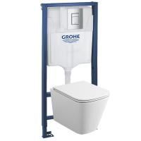 Комплект инсталляция и унитаз подвесной безободковый GROHE 39184001 Комплект инсталляция и унитаз подвесной безободковый GROHE 39184001