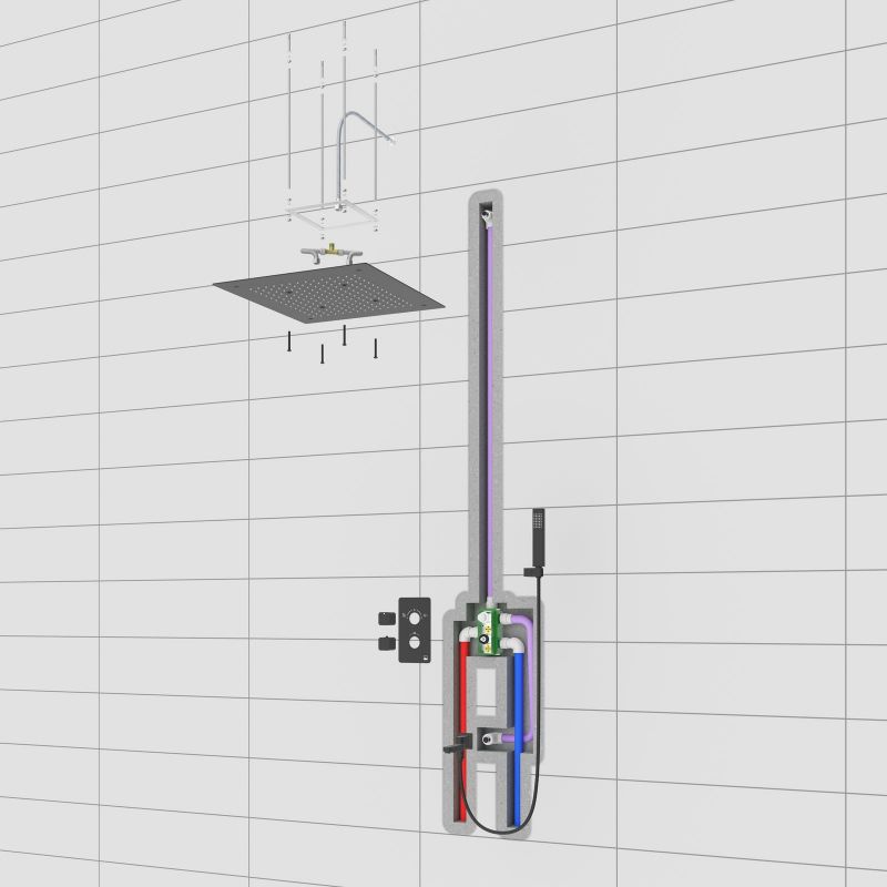 Душевая система встроенная с термостатом Timo Petruma никель (SX-5019/13SM), артикул SX-5019/13SM