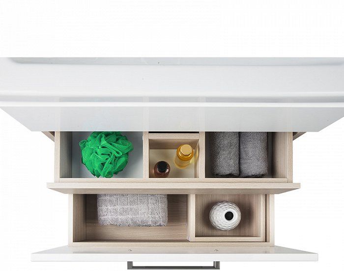 Тумба с раковиной Iddis Mirro 50 подвесная Белая Светлое дерево