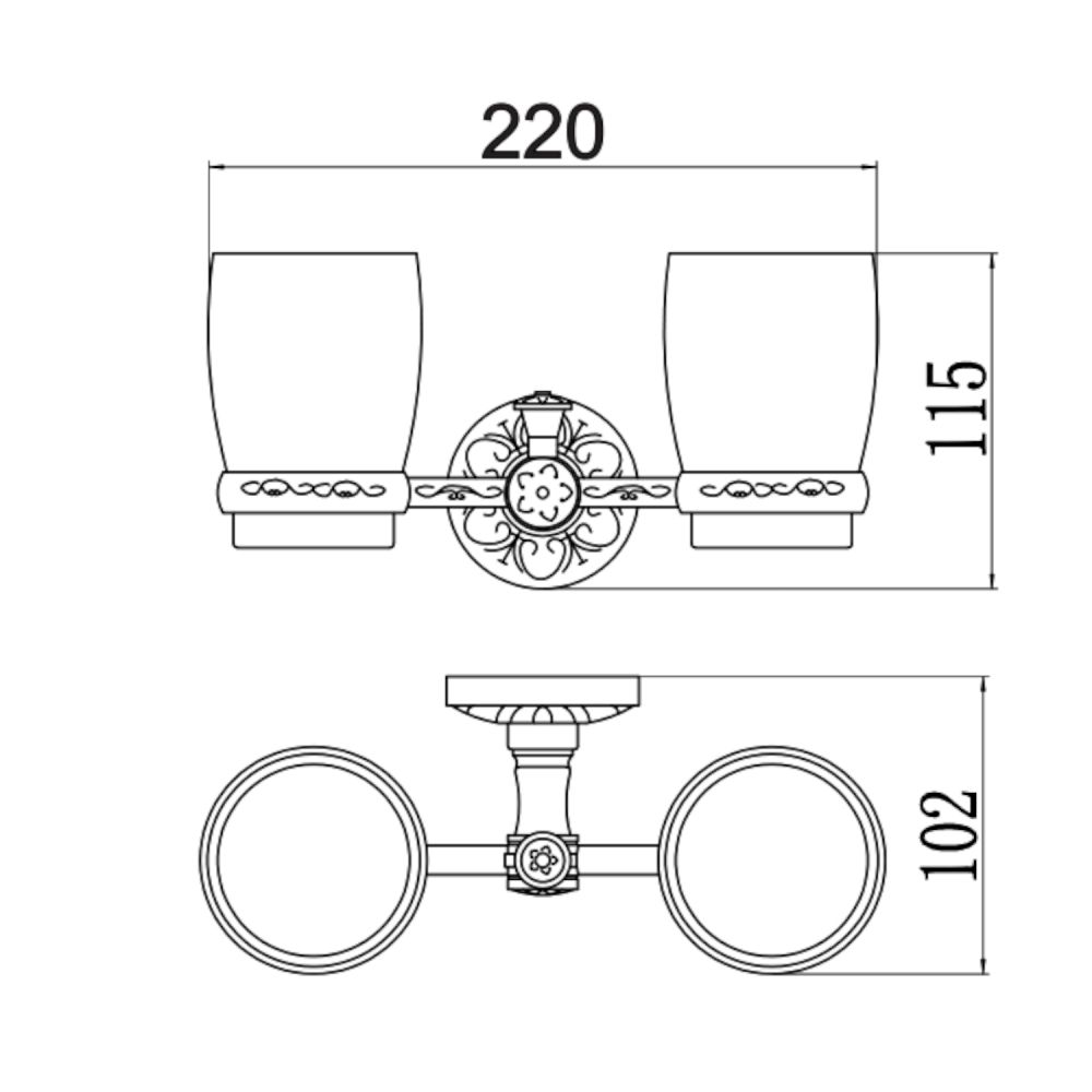 Стакан для ванной комнаты двойной Savol S-005868B, золото