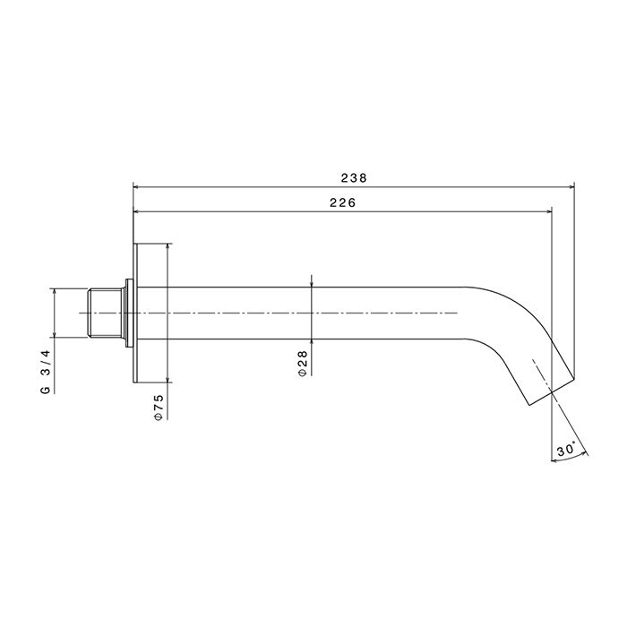 Newform X-STEEL 316 Излив для ванны, настенный, L=226 мм, G3/4" , цвет: PVD Brushed copper bronze Newform X-STEEL 316 Излив для ванны, настенный, L=226 мм, G3/4" , цвет: PVD Brushed copper bronze