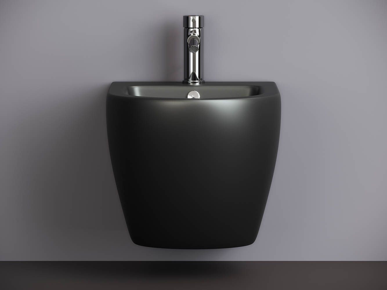 Подвесное биде Metropol, 1 отверстие под смеситель, с крепежом, черный матовый