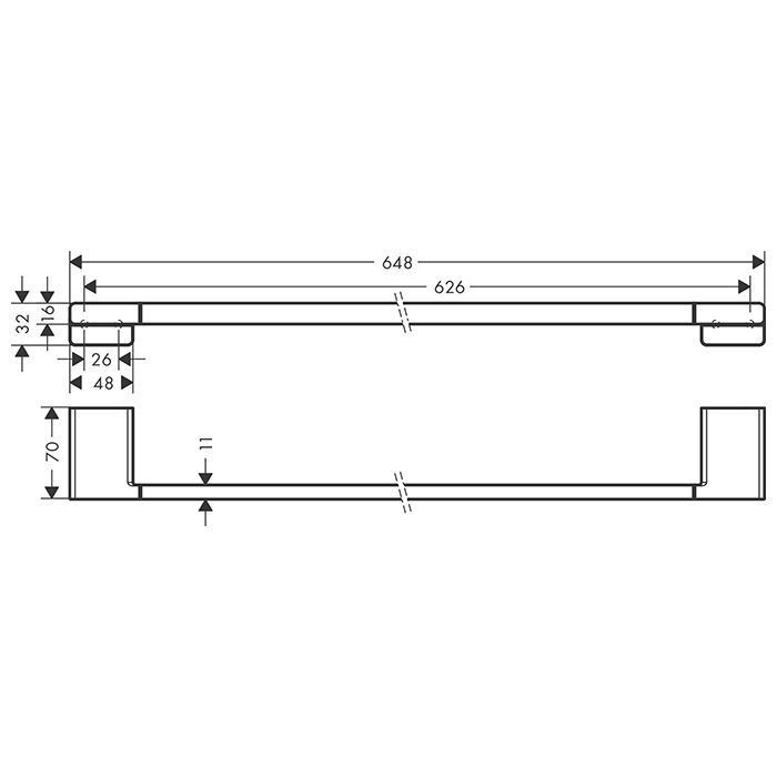 Полотенцедержатель, Hansgrohe, AddStoris, одинарный, ширина, мм-648, глубина, мм-70, высота, мм-32, тип установки-настенный, материал-металл, крепления в комплекте, цвет-хром Полотенцедержатель, Hansgrohe, AddStoris, одинарный, ширина, мм-648, глубина, мм-70, высота, мм-32, тип установки-настенный, материал-металл, крепления в комплекте, цвет-хром
