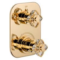 THG PETALE DE CRISTAL CLAIR LISERE DORE Смеситель для душа встраиваемый, термостатический, с переключателем на 2 полож, внешн часть, цвет полир золото