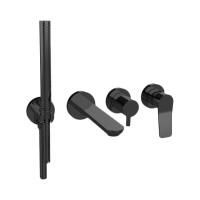 Bongio GIO2 Смеситель встроенный для ванны с ручной лейкой,излив 206 мм цвет: черный матовый (без встраиваемой части 0969000VA)