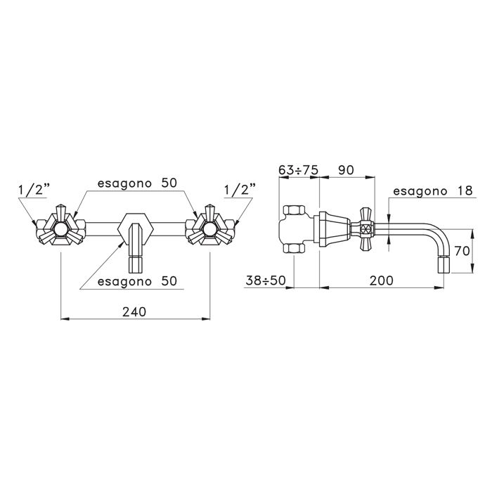 Stella Eccelsa Встраиваемый смеситель для раковины 3863, цвет: золото 24К
