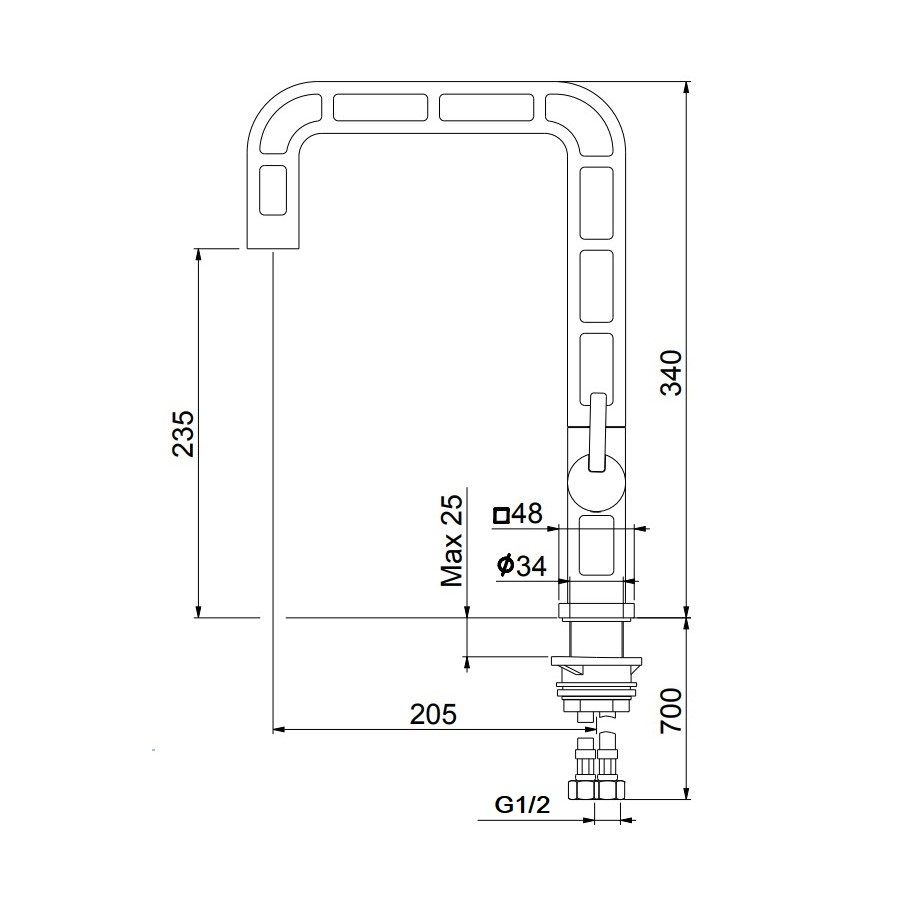 Смеситель для кухни Webert One-A ON921202441, черный/сталь, артикул ON921202441