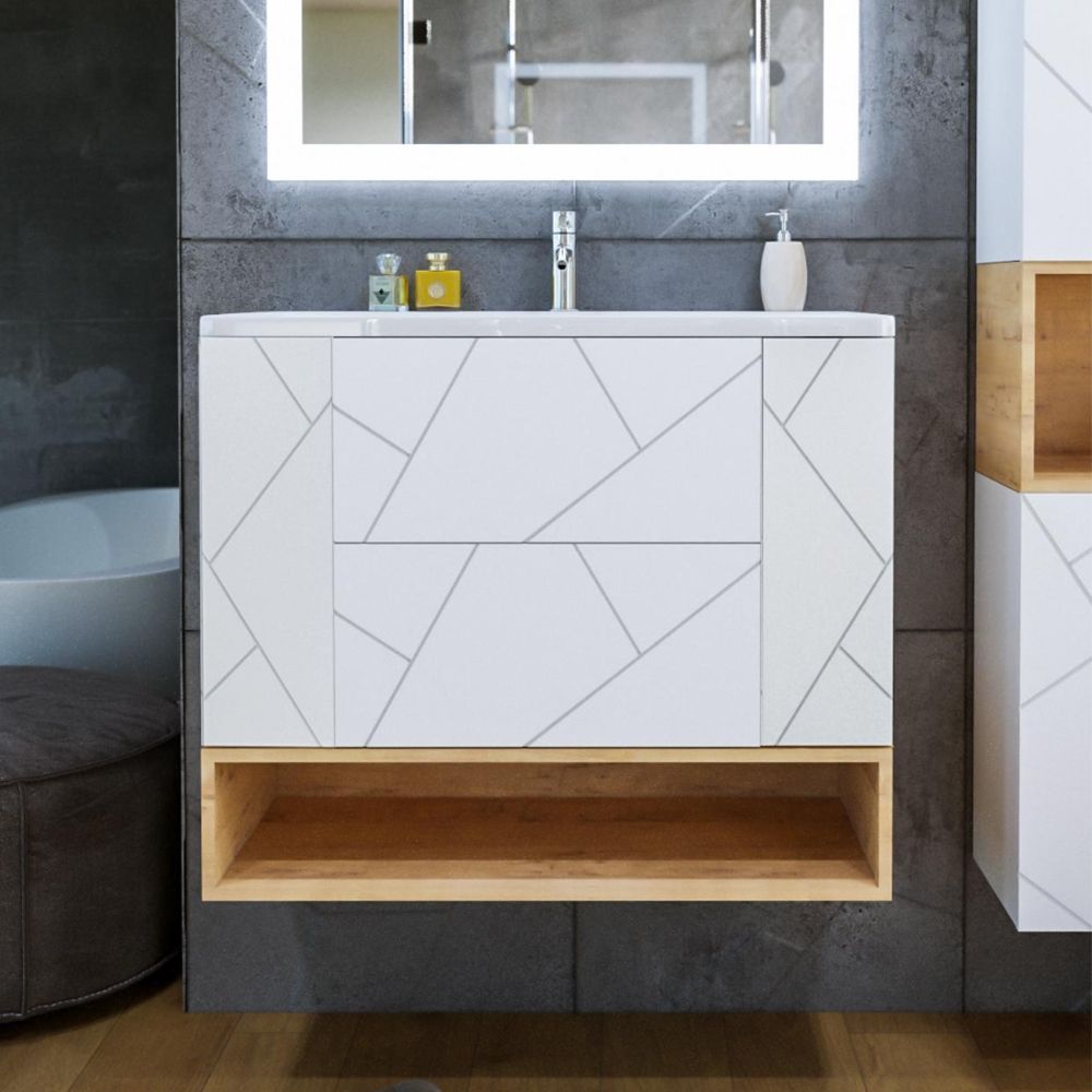 Ниша для тумбы Бриклаер КРИСТАЛЛ 90 см, дуб бунратти