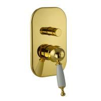 OXFORD См-ль скрытого монтажа моноком., 2-х позиционный с девиатором, ручка белая, золото