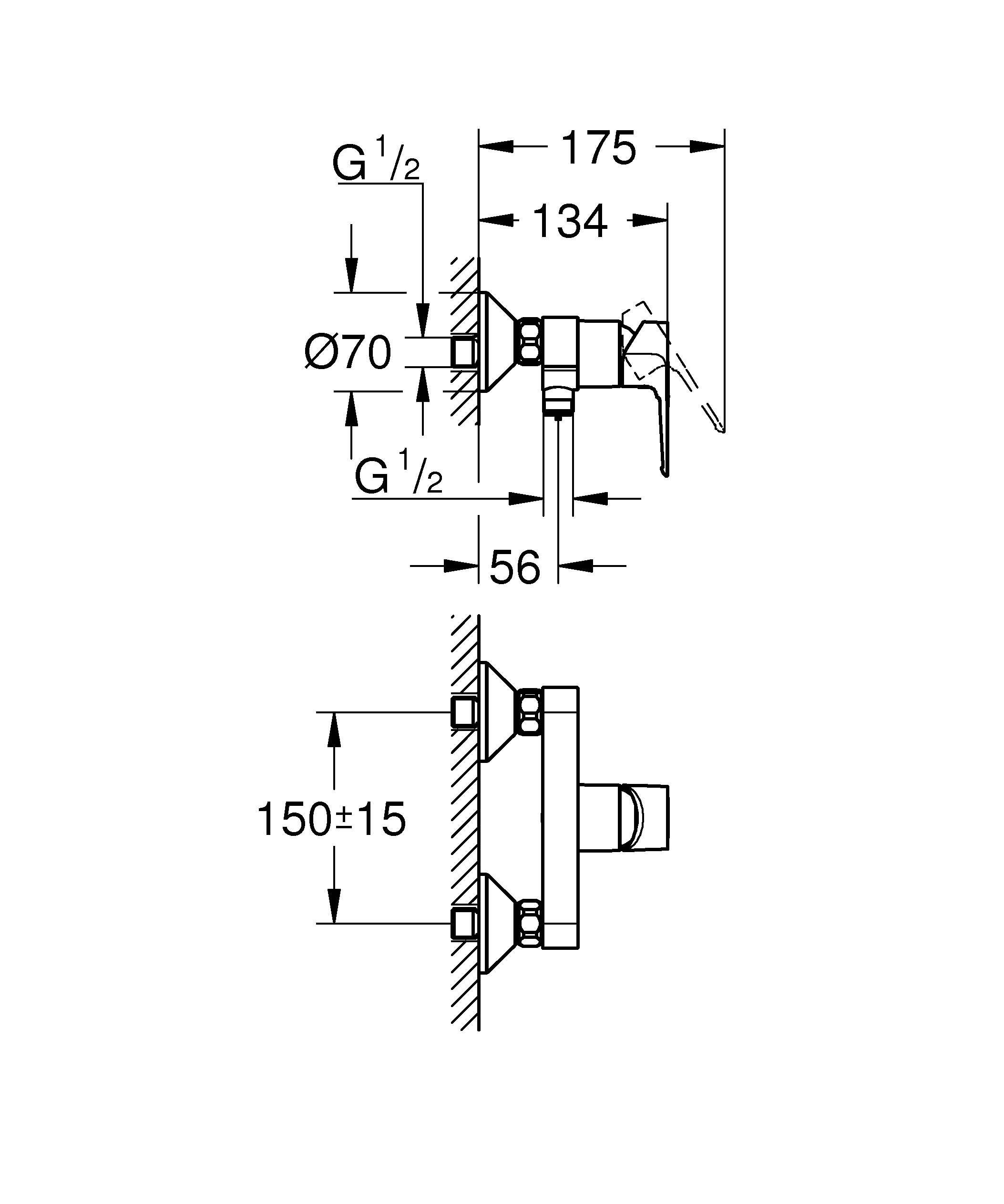 Смеситель для душа  GROHE BAU LOOP 23633001 (хром), шт