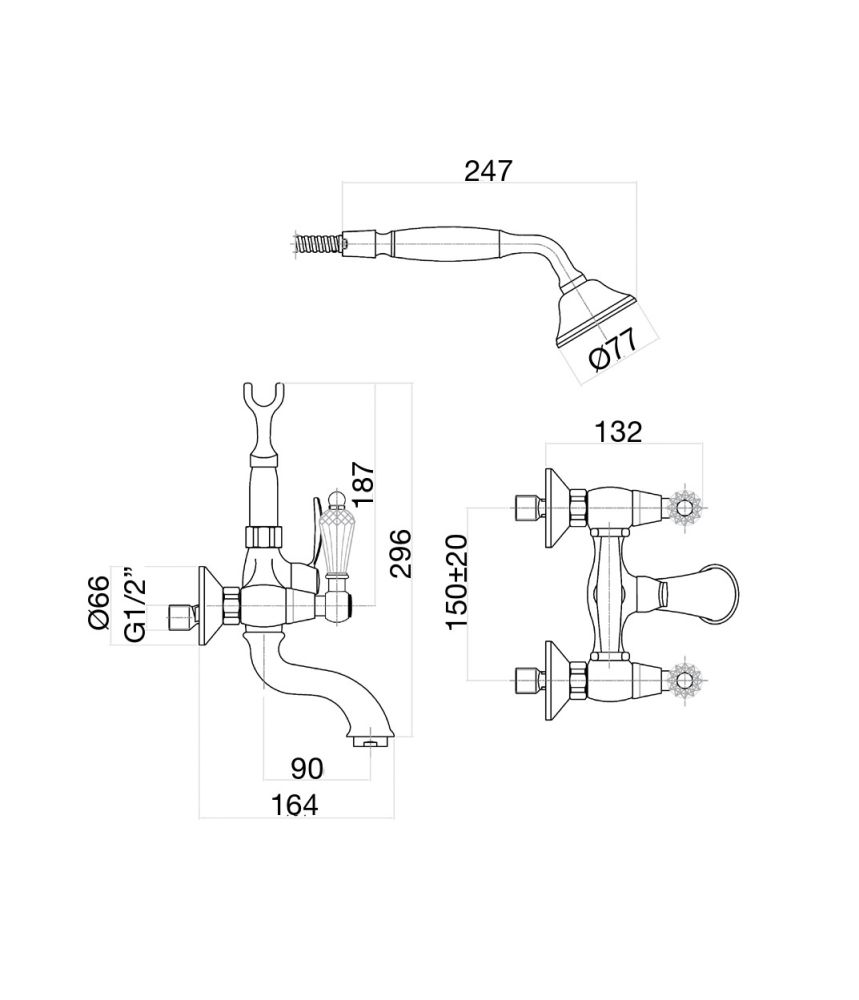Смеситель для ванны Fiore GIOIELLI (SWAROVSKI®) 08OO0600, золото, артикул 08OO0600